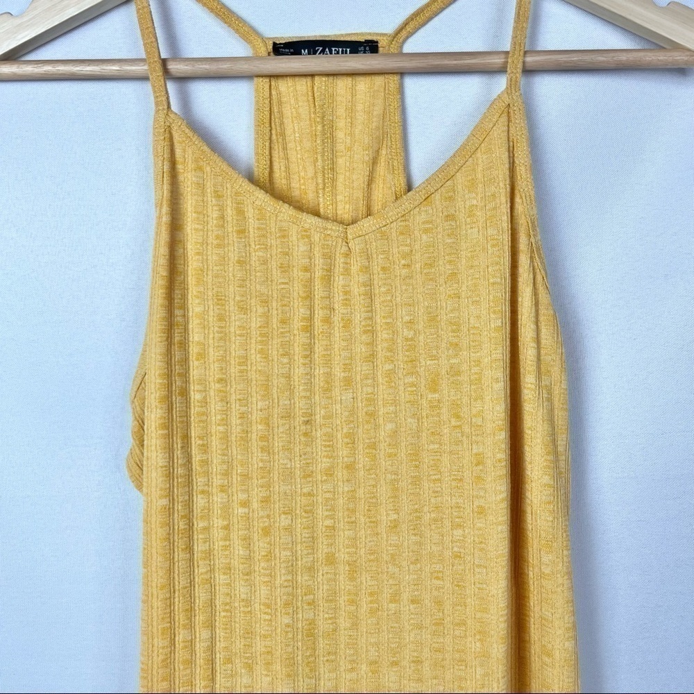 Zaful Mustard Yellow Ribbed Midi Dress 6 - Picture 3 of 3